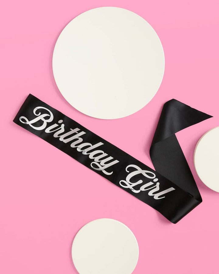 Birthday Girl Black/Silver Sash