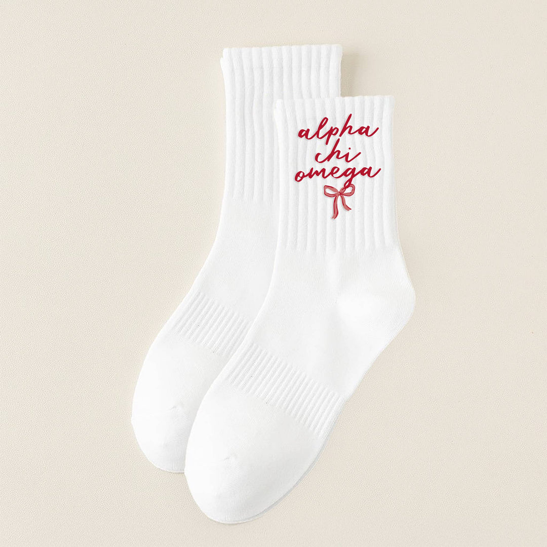 Sorority Embroidered Crew Socks: Gamma Phi Beta