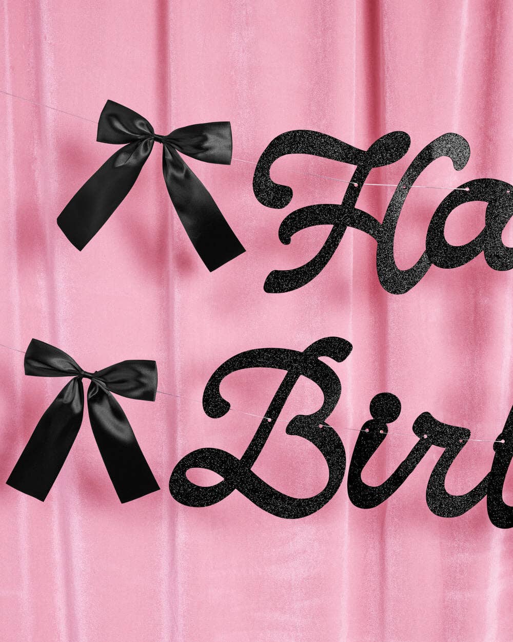 Black Bow Birthday Banner