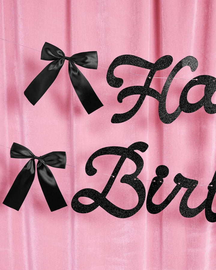 Black Bow Birthday Banner