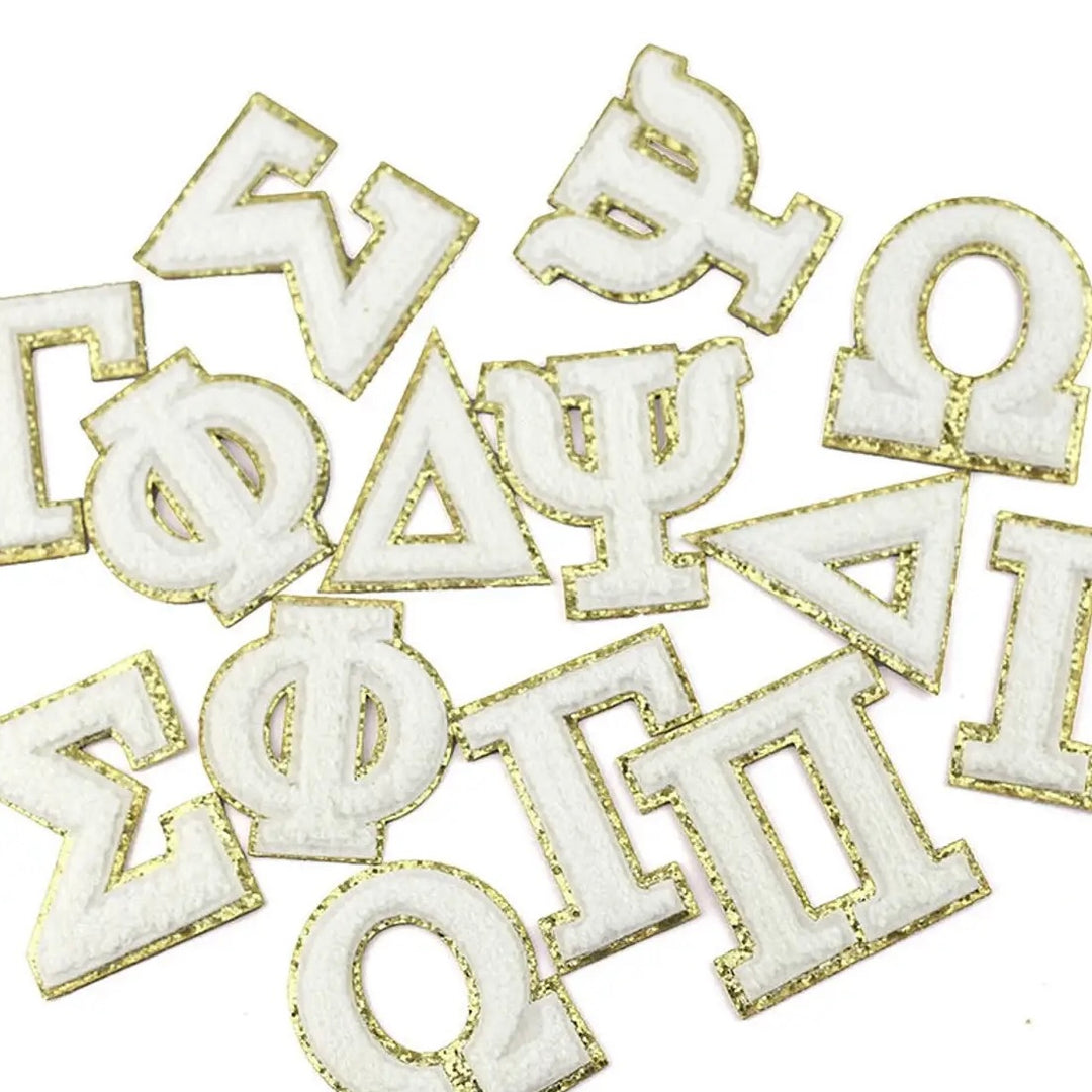 Greek Alphabet Self Adhesive Patches - White