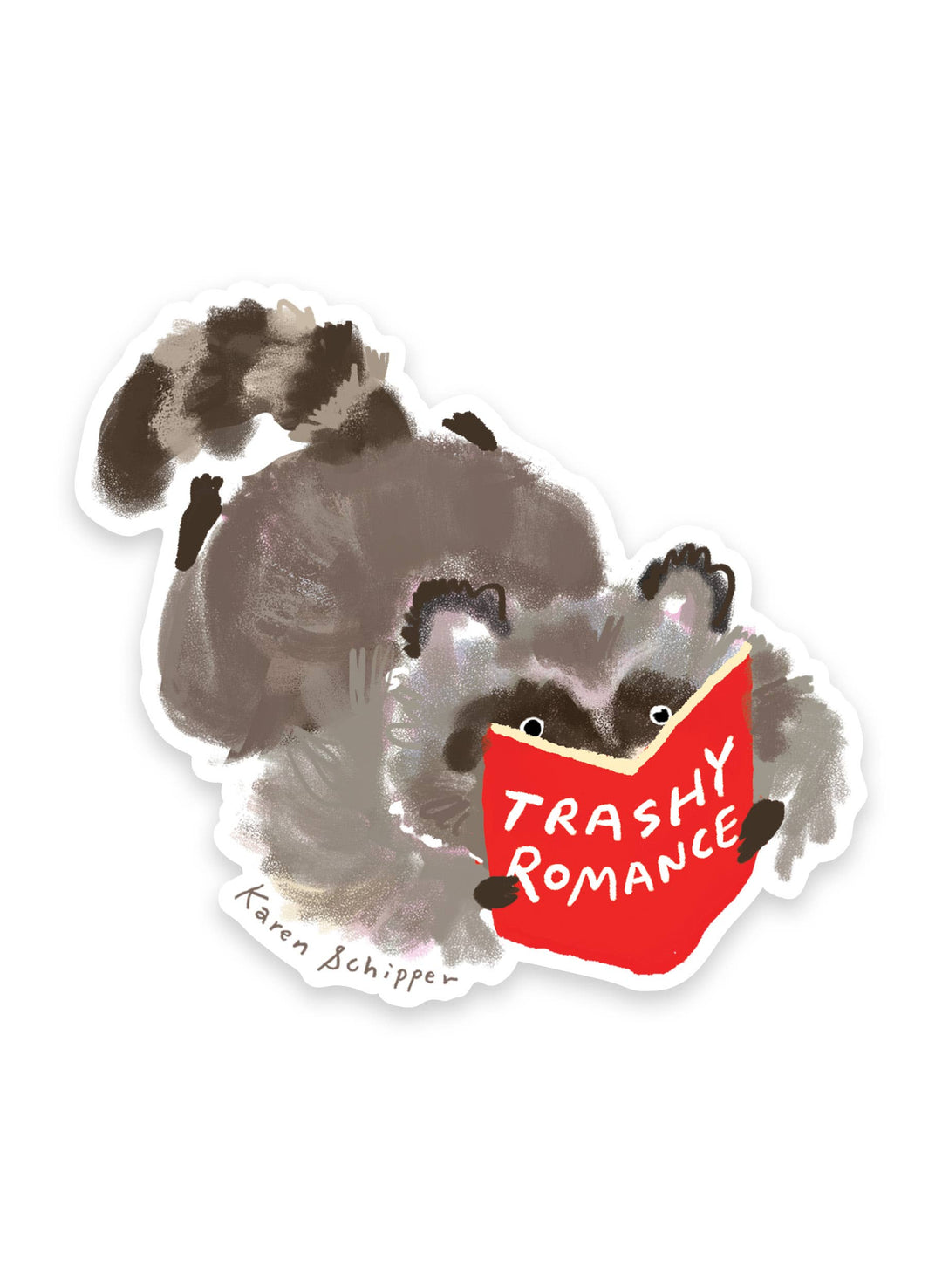 Trashy Romance Racoon - Animal Pun Booklover Sticker