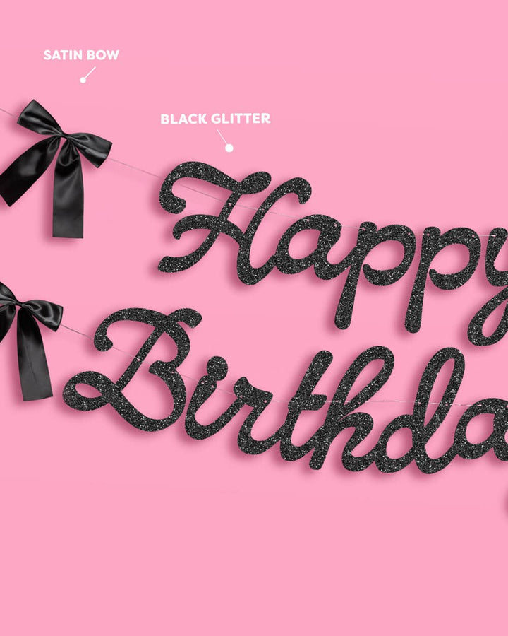 Black Bow Birthday Banner