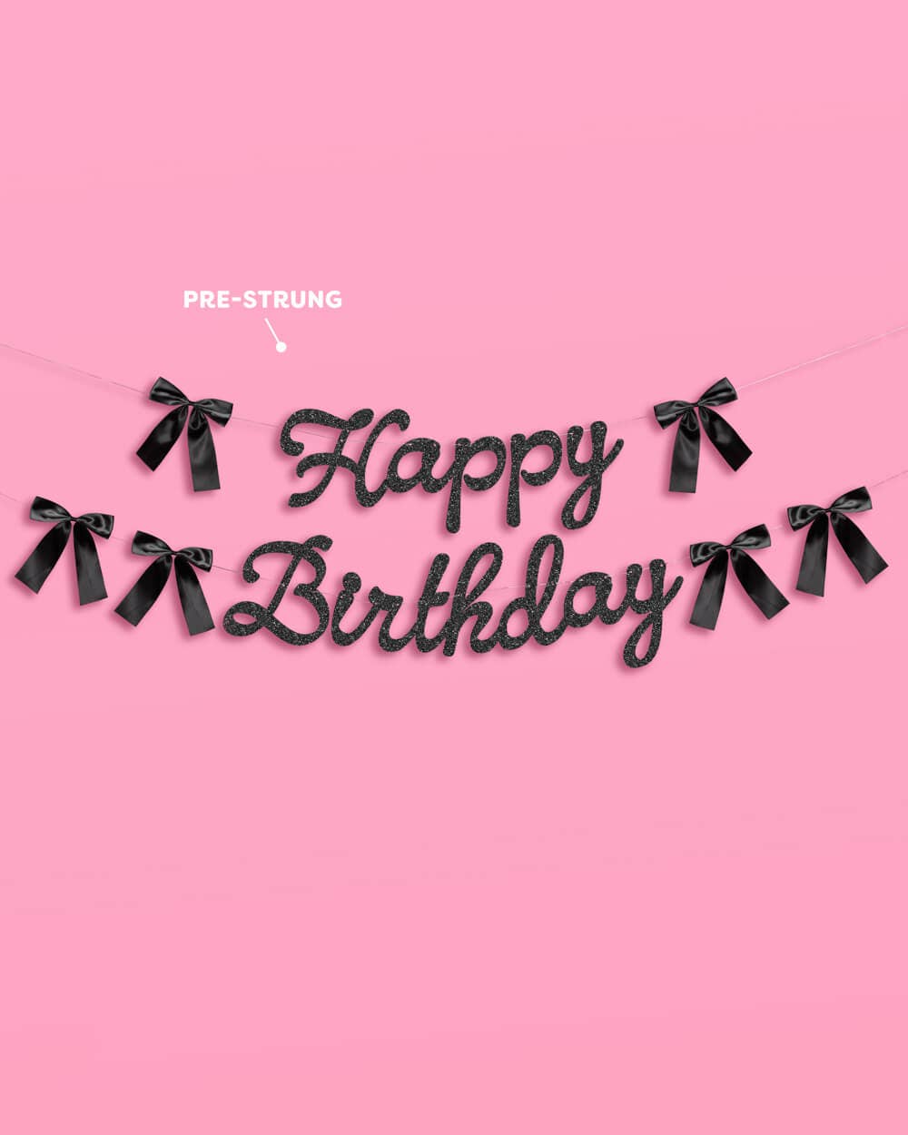 Black Bow Birthday Banner