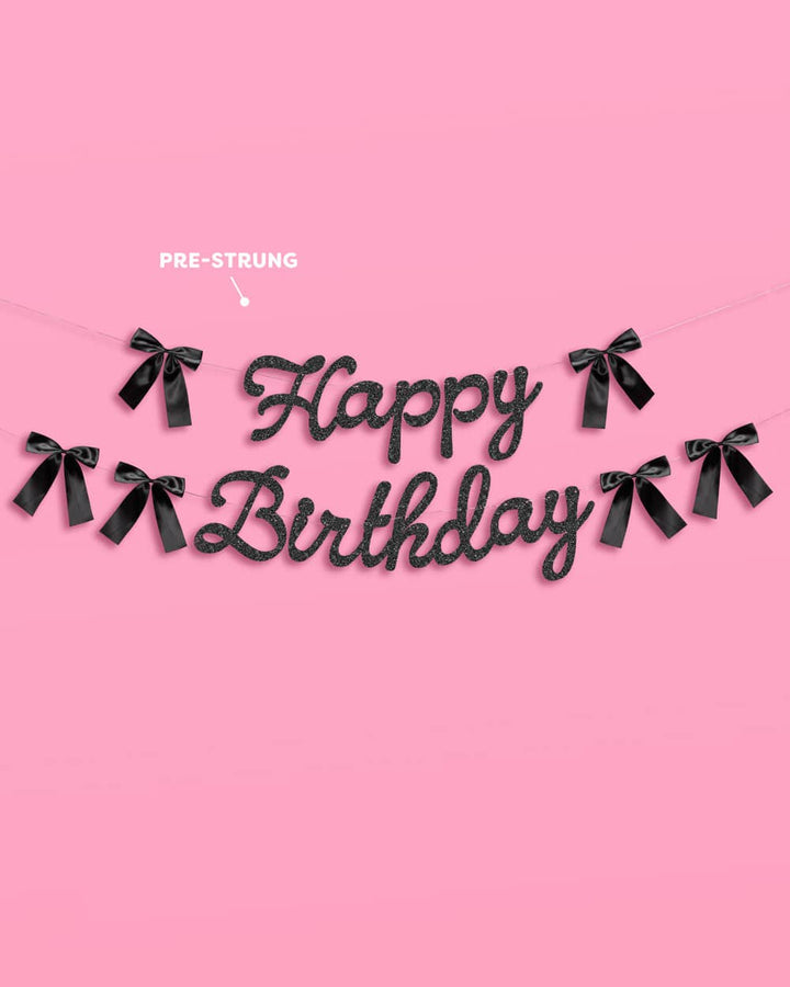 Black Bow Birthday Banner