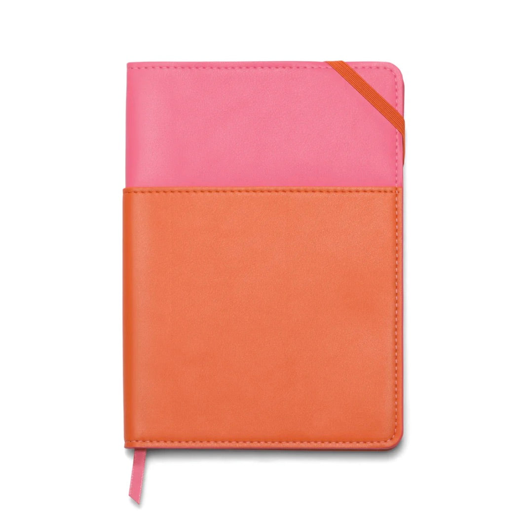 Vegan Leather Pocket Journal - Pink + Chili