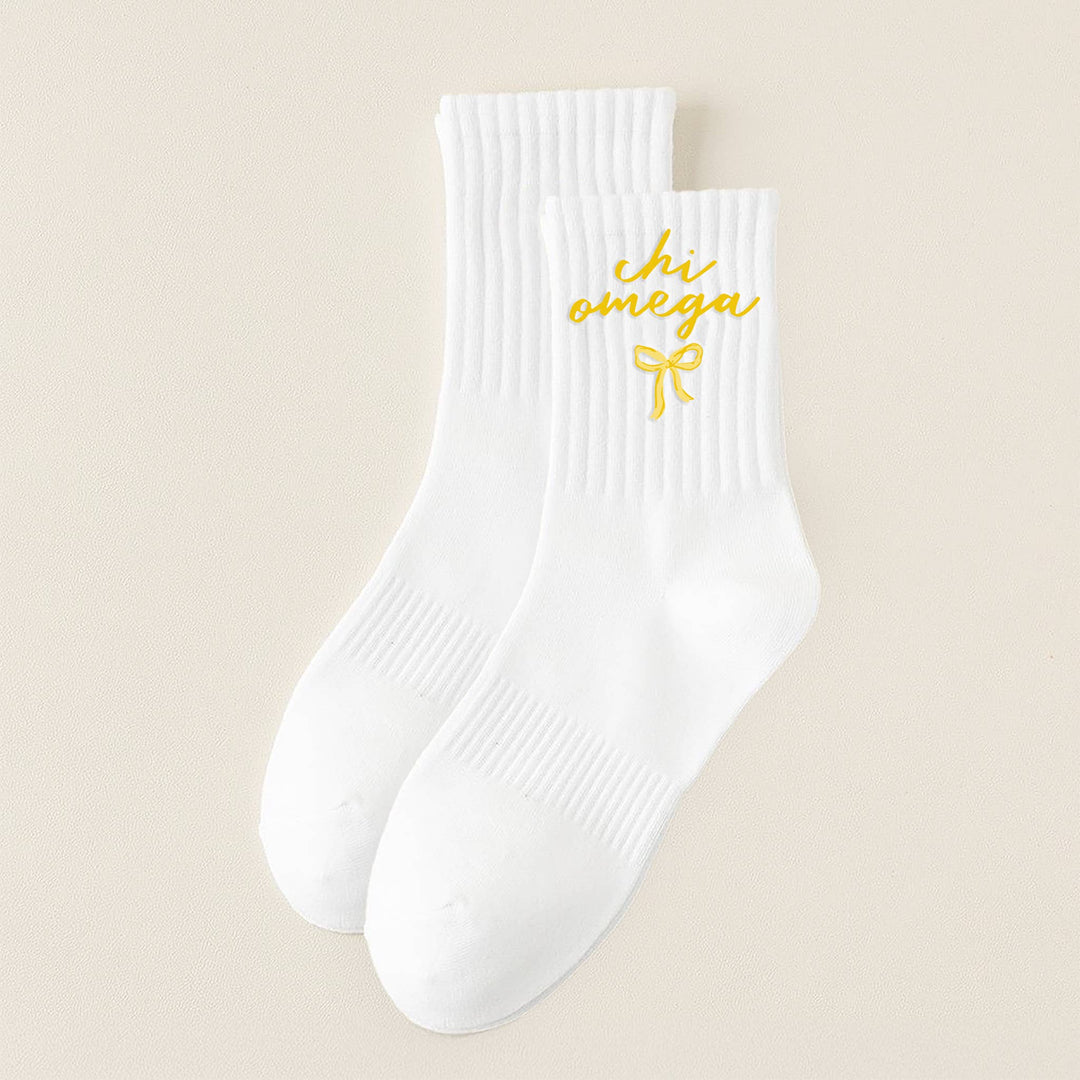 Sorority Embroidered Crew Socks: Gamma Phi Beta