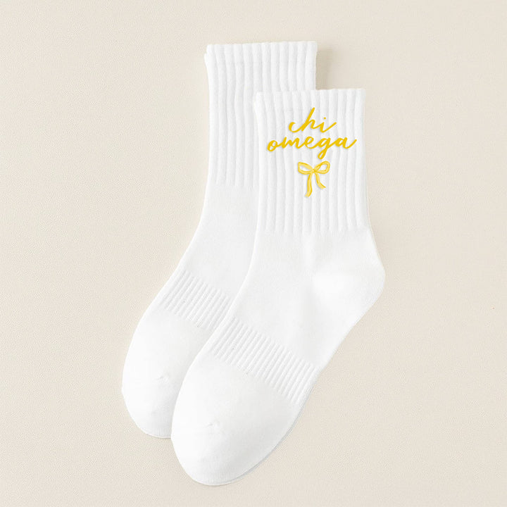Sorority Embroidered Crew Socks: Gamma Phi Beta