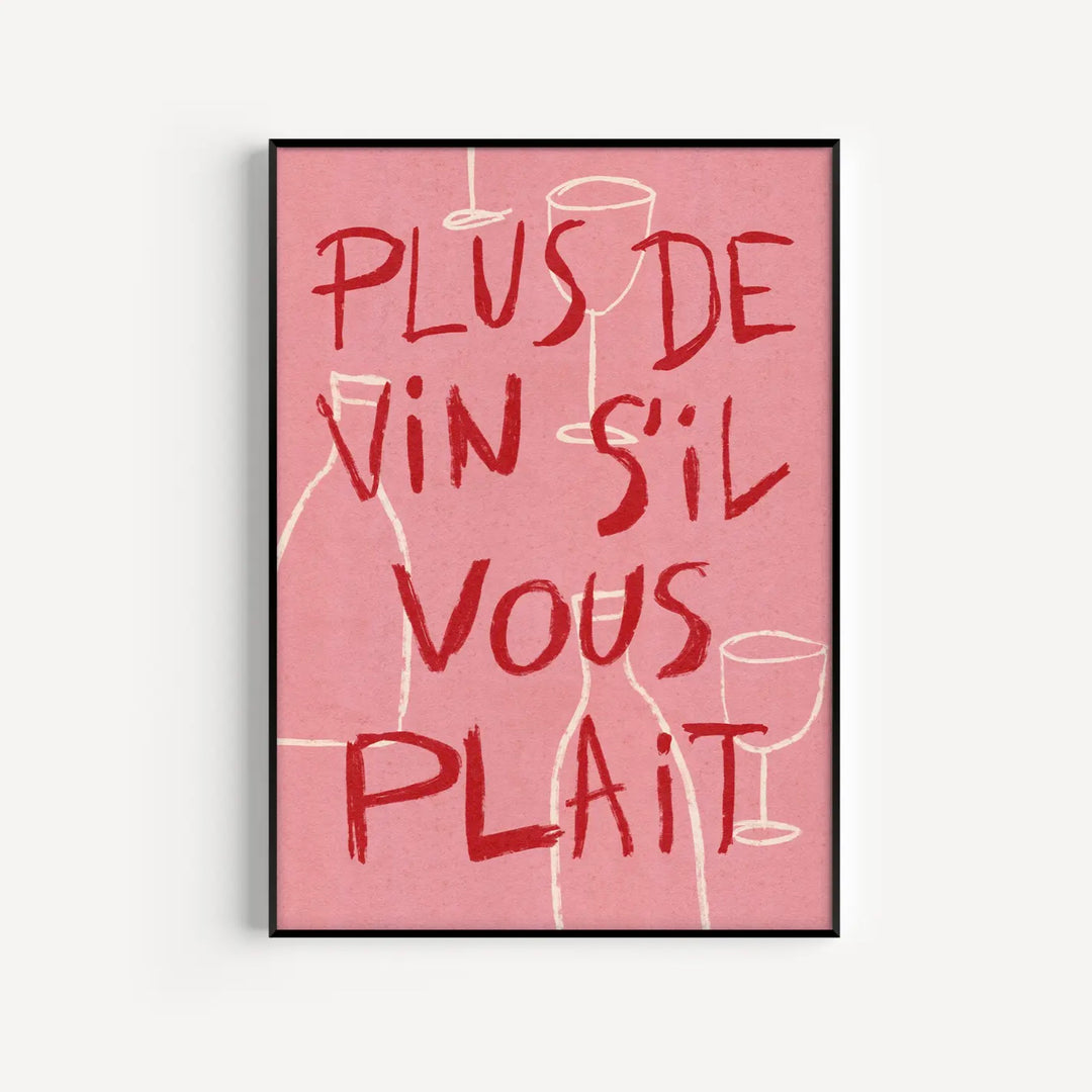 Plus de Vin - Retro Wine French Inspired Print