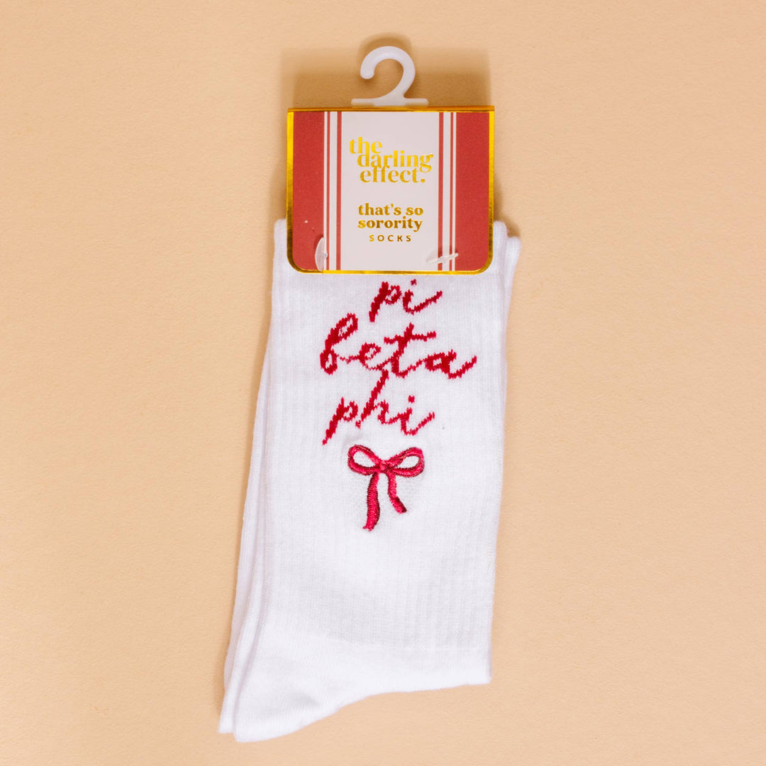 Sorority Embroidered Crew Socks: Pi Beta Phi