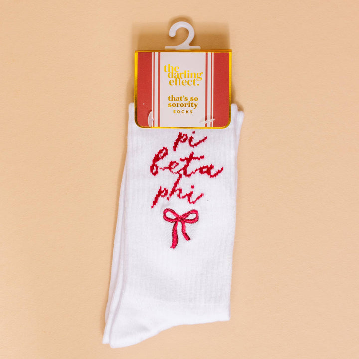 Sorority Embroidered Crew Socks: Pi Beta Phi
