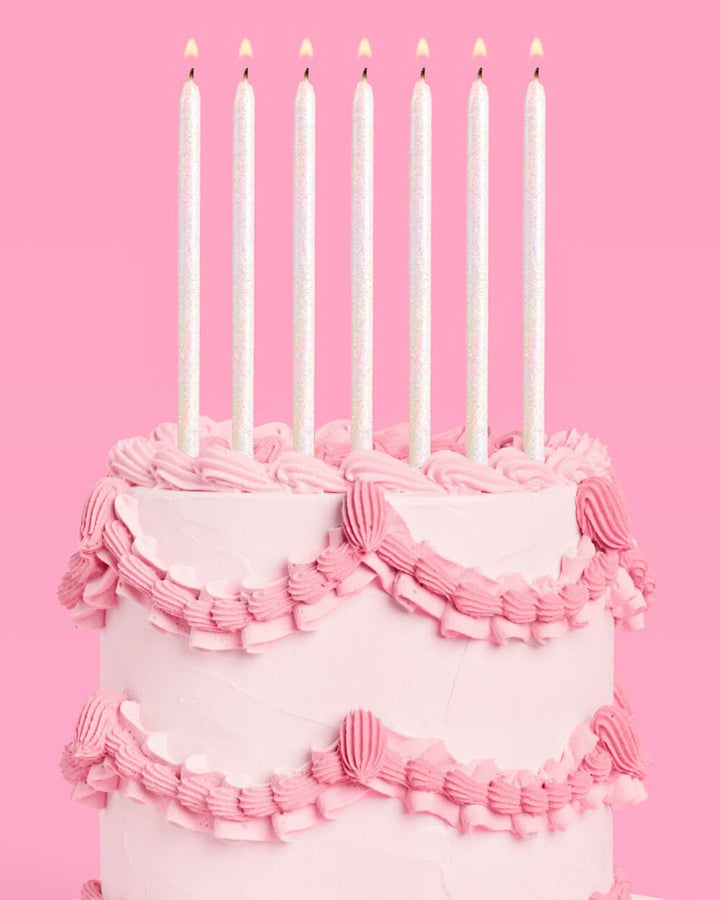 White Glitter Candles