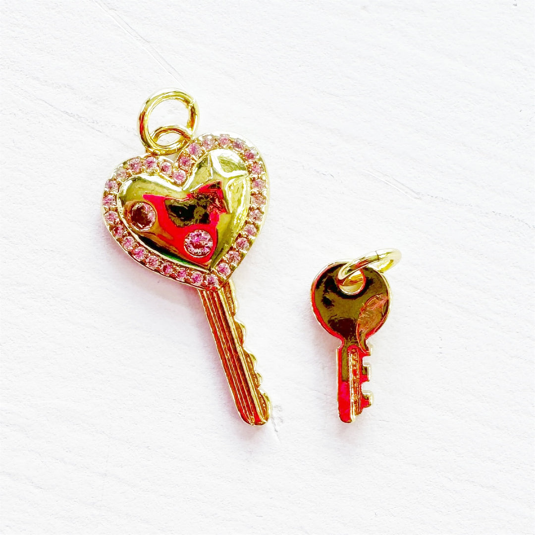 Rhinestone Key Charm