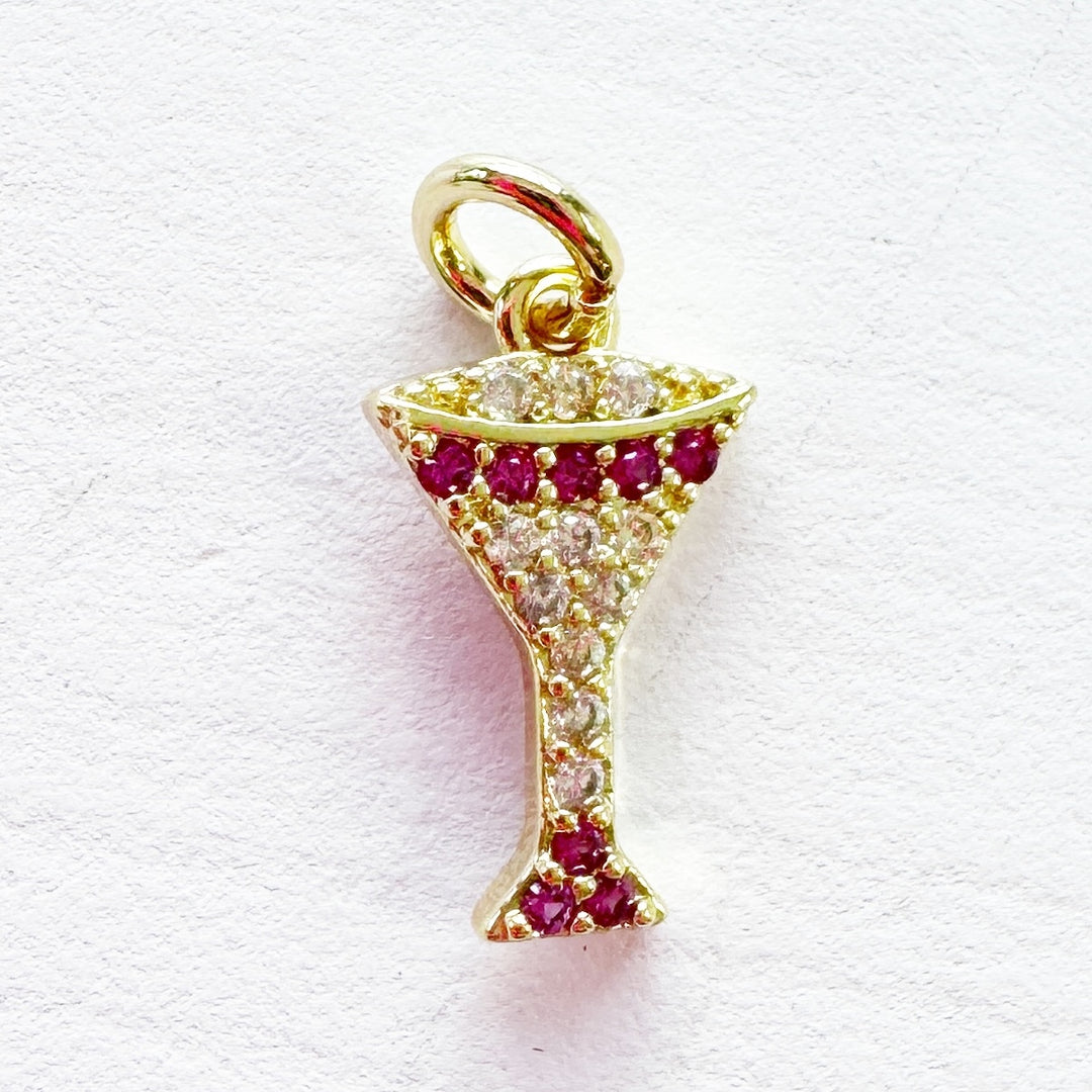 Martini Glass Rhinestone Charm