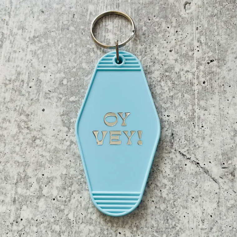 Oy Vey Yiddish Retro Motel Keychain Key Tag