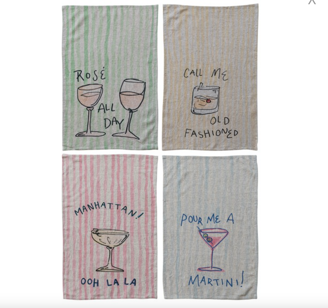 Cocktail Print Tea Towels