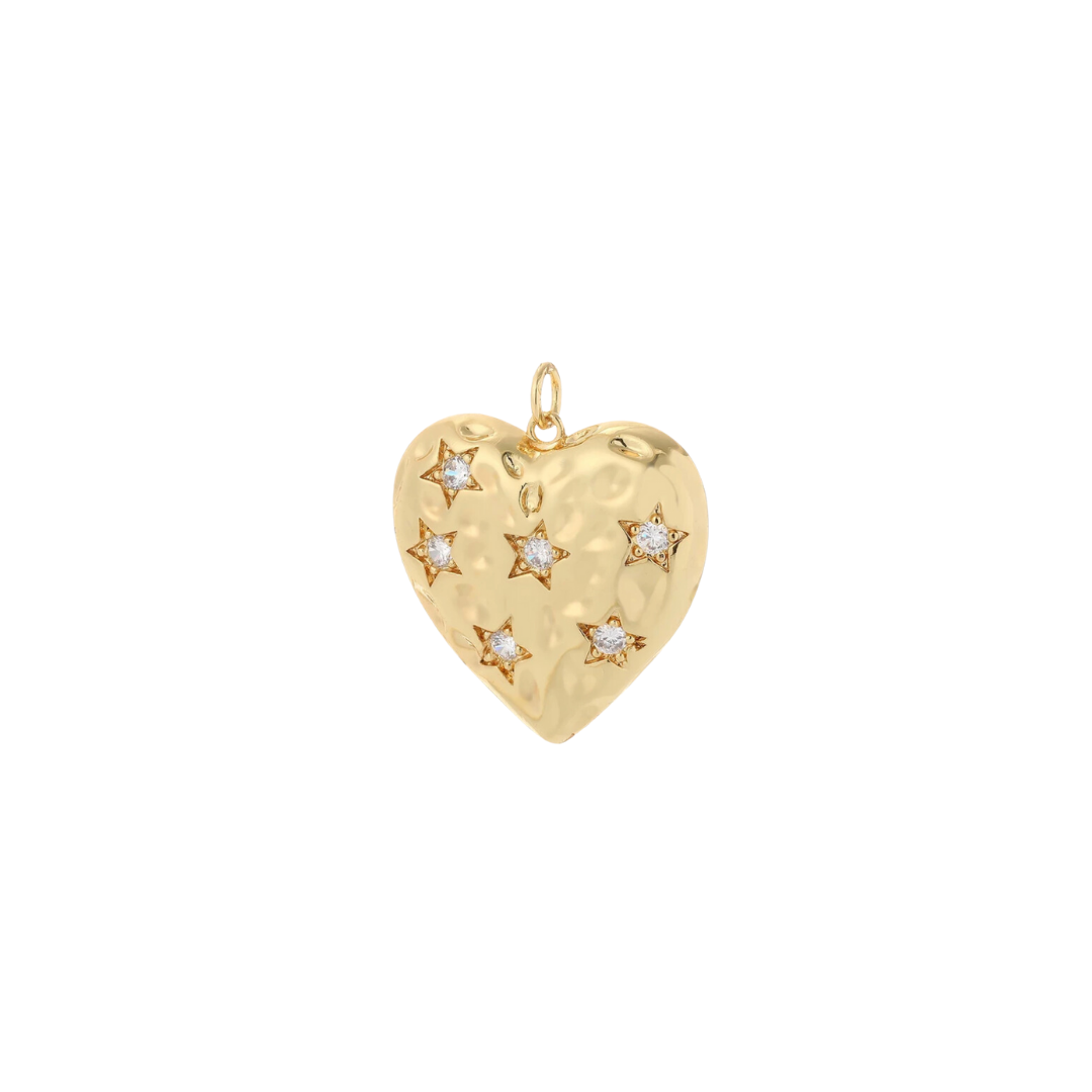 Diamante Star Heart Charm