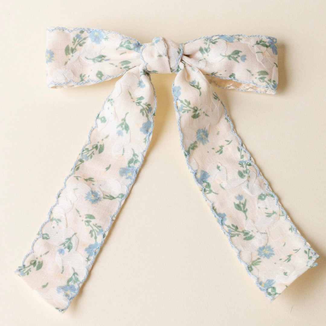 Blue Floral Flair Hair Bow