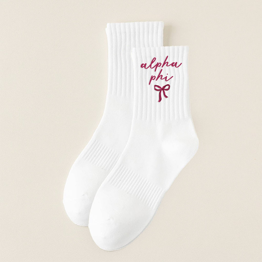 Sorority Embroidered Crew Socks: Gamma Phi Beta