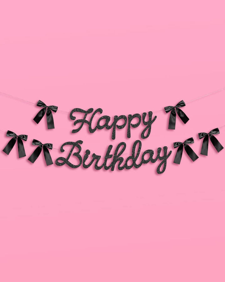 Black Bow Birthday Banner