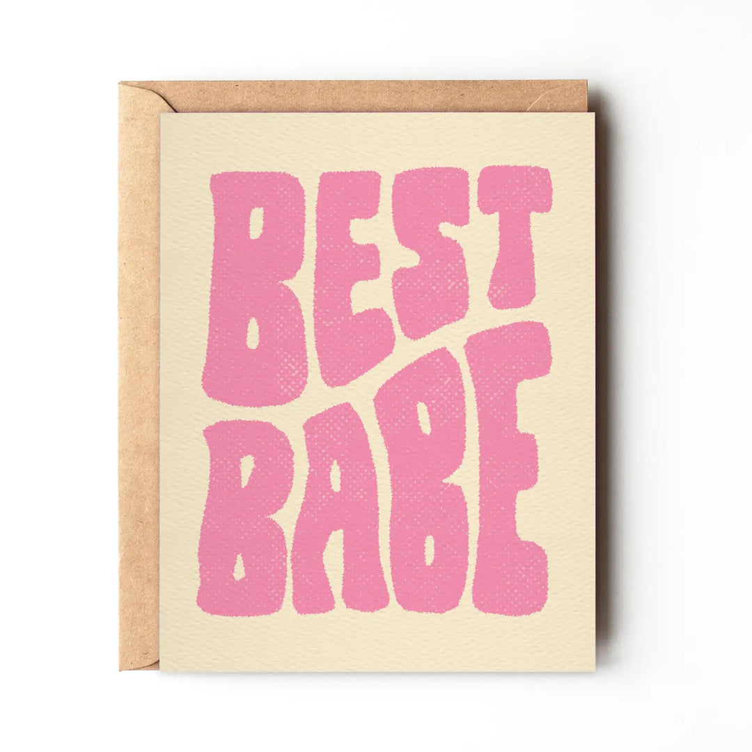 Best Babe - Pink Retro Birthday Card