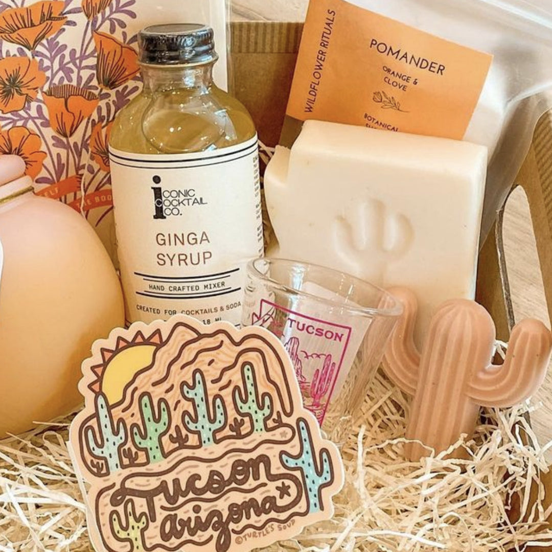 desert themed products in a gift box 
