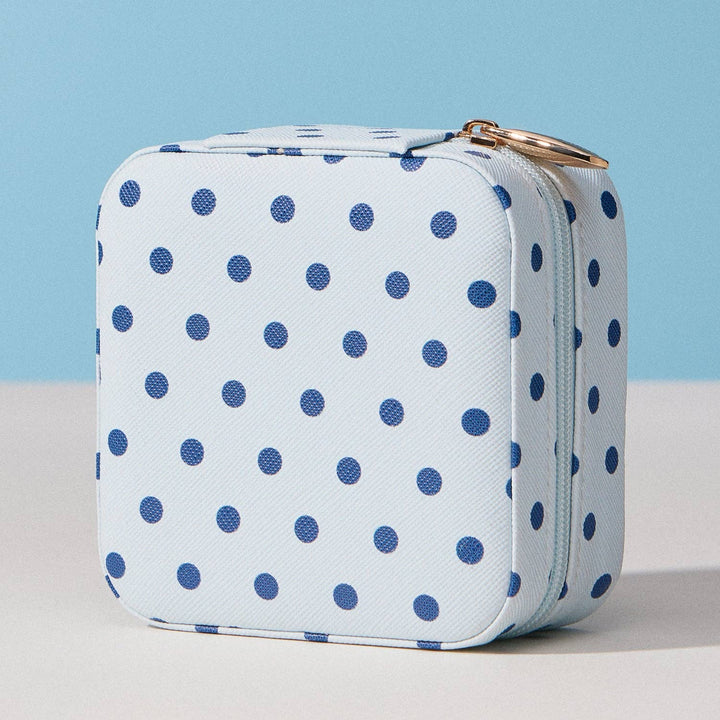 Polka Dot Travel Jewelry Case Organizer – Compact Zipper Jewelry Storage Box for Rings, Earrings & Necklaces: PK / ONE