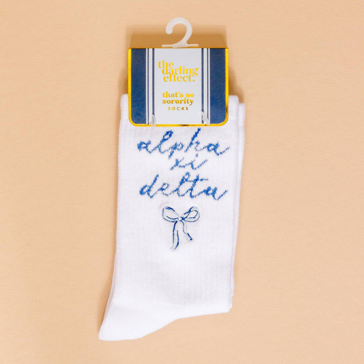 Sorority Embroidered Crew Socks: Delta Delta Delta