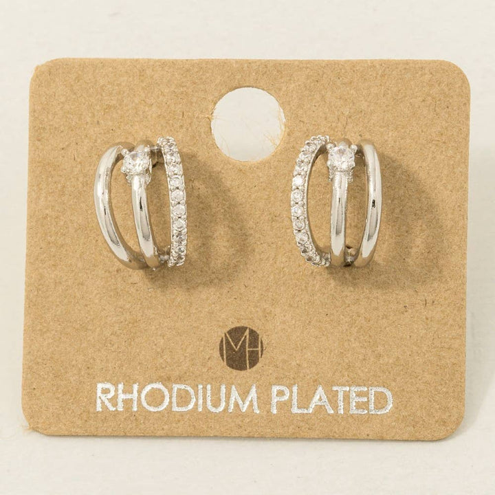 Pave Layered Hoop Huggie Earrings: G