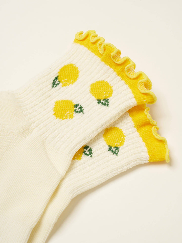 Lemon Ruffle Grip Sock