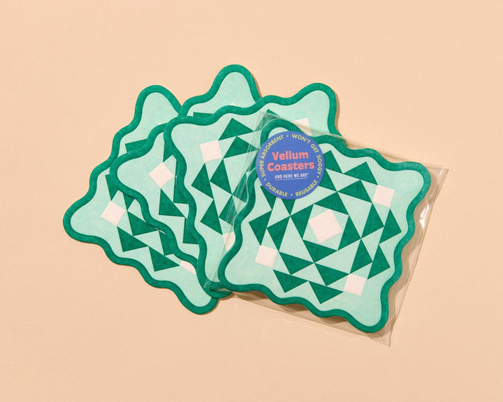 Kaleidoscope Vellum Coasters - Green/Aqua (set of 4)