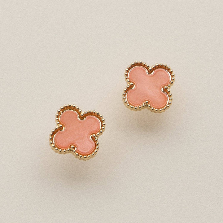 Enamel Quatrefoil Stud Earrings: GD / ONE