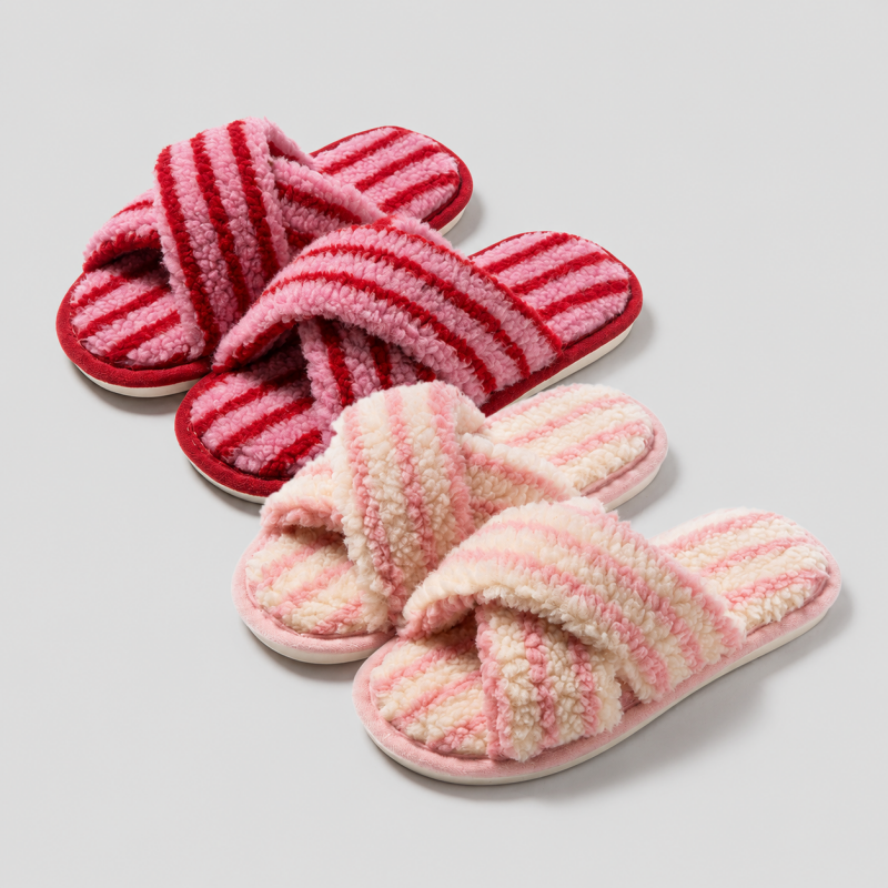 Cross Band Slippers: Pink 9-10