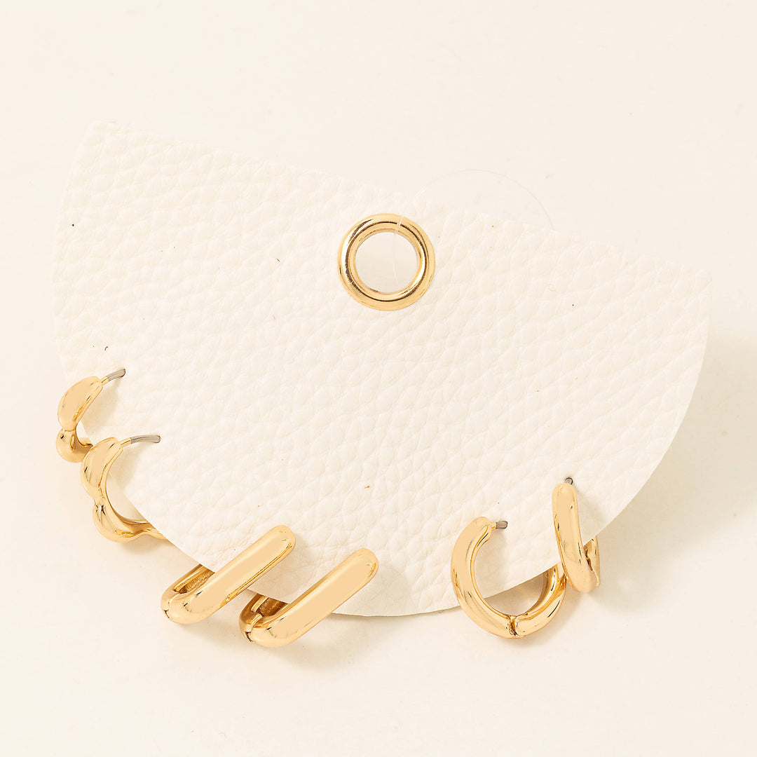 Assorted Metallic Hoop Earrings Set: S