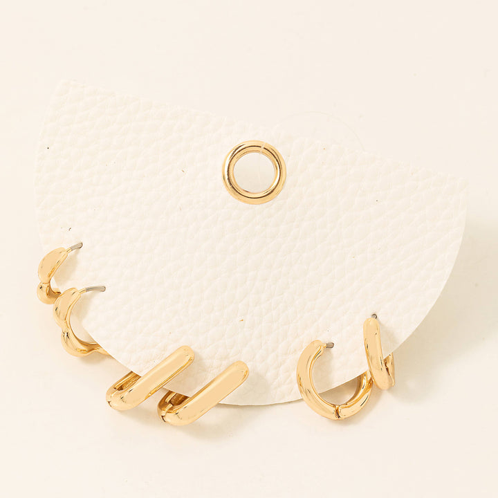 Assorted Metallic Hoop Earrings Set: S
