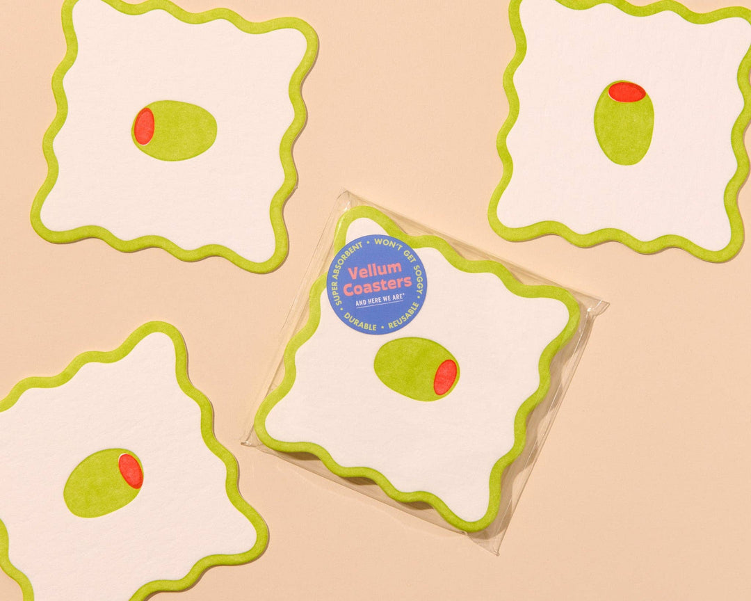 Crudite Vellum Coasters  - Olive (Set of 4)