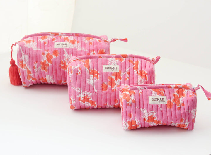 Flamingo Glow print cosmetic bag