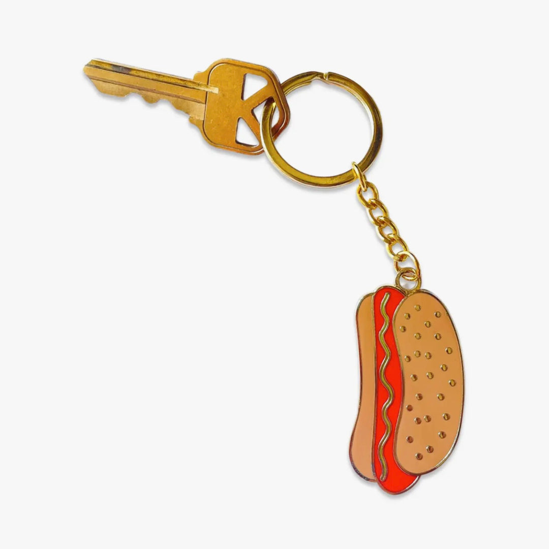 Enamel Hot Dog Keychain