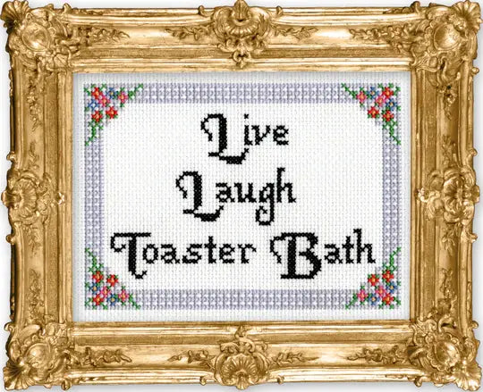 Live, Laugh, Toaster Bath Deluxe Cross Stitch Kit