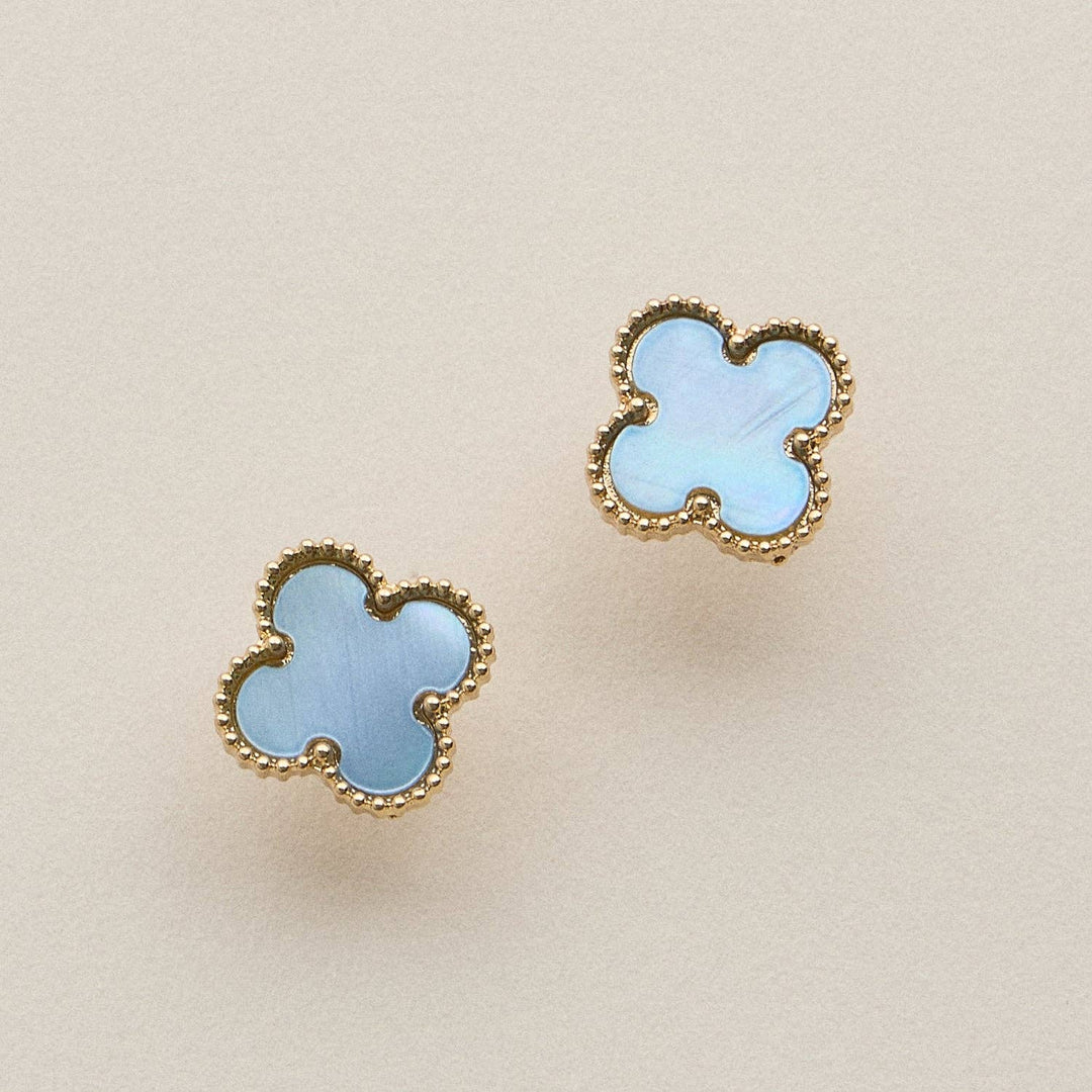 Enamel Quatrefoil Stud Earrings: GD / ONE