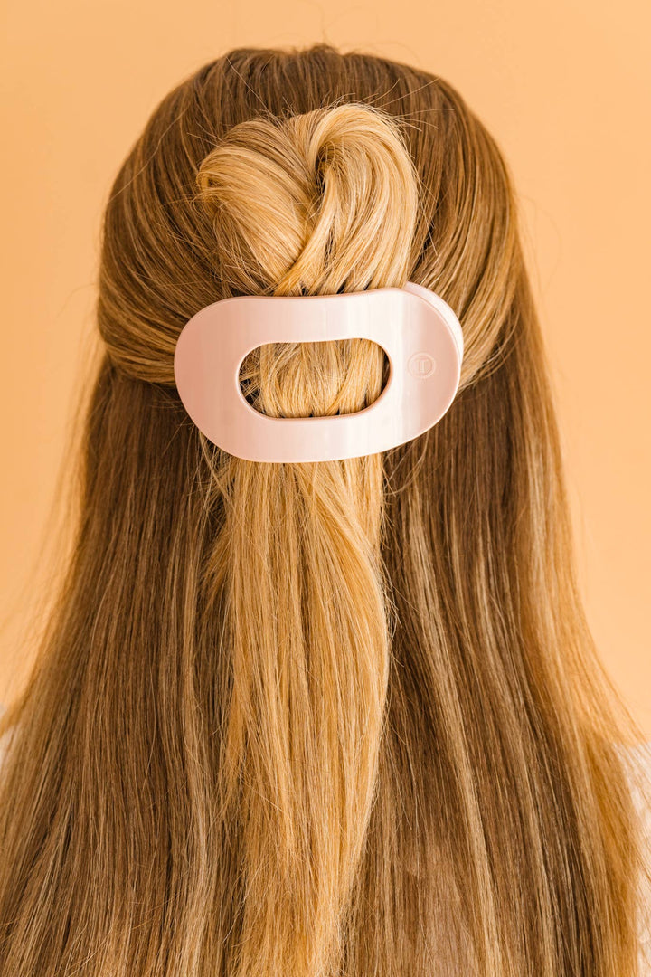 Medium Round Flat Hair Clip-Pearly Pink