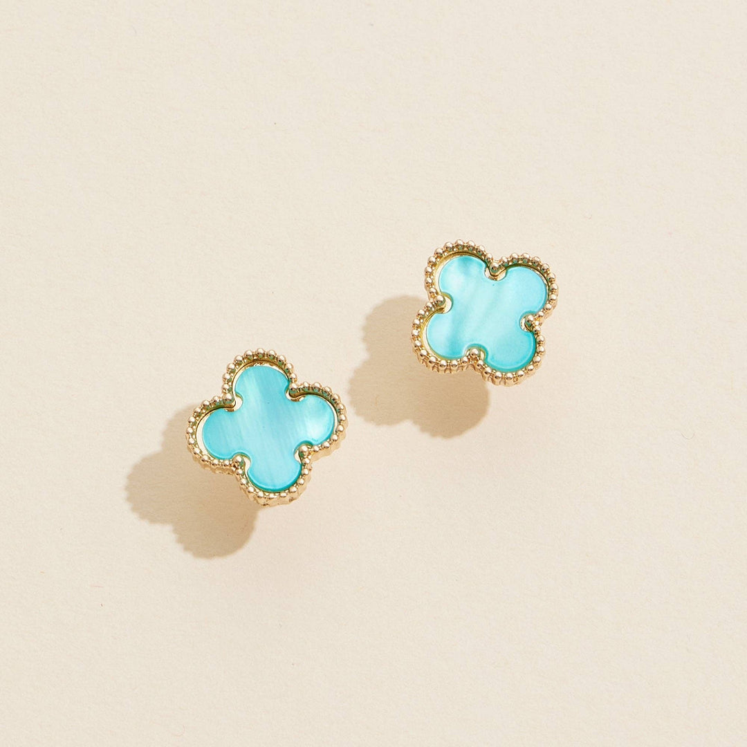 Enamel Quatrefoil Stud Earrings: GD / ONE