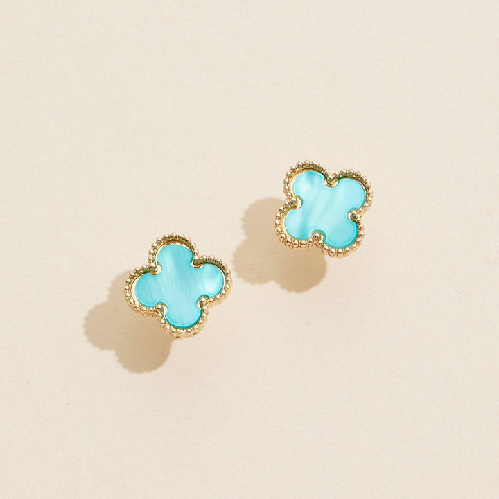 Enamel Quatrefoil Stud Earrings: GD / ONE