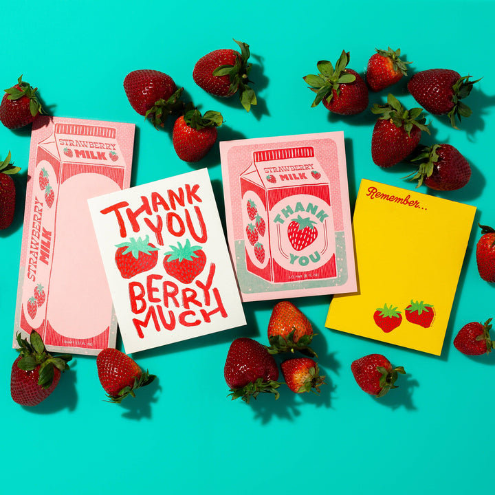 Strawberry Milk Thank You - Risograph Card
