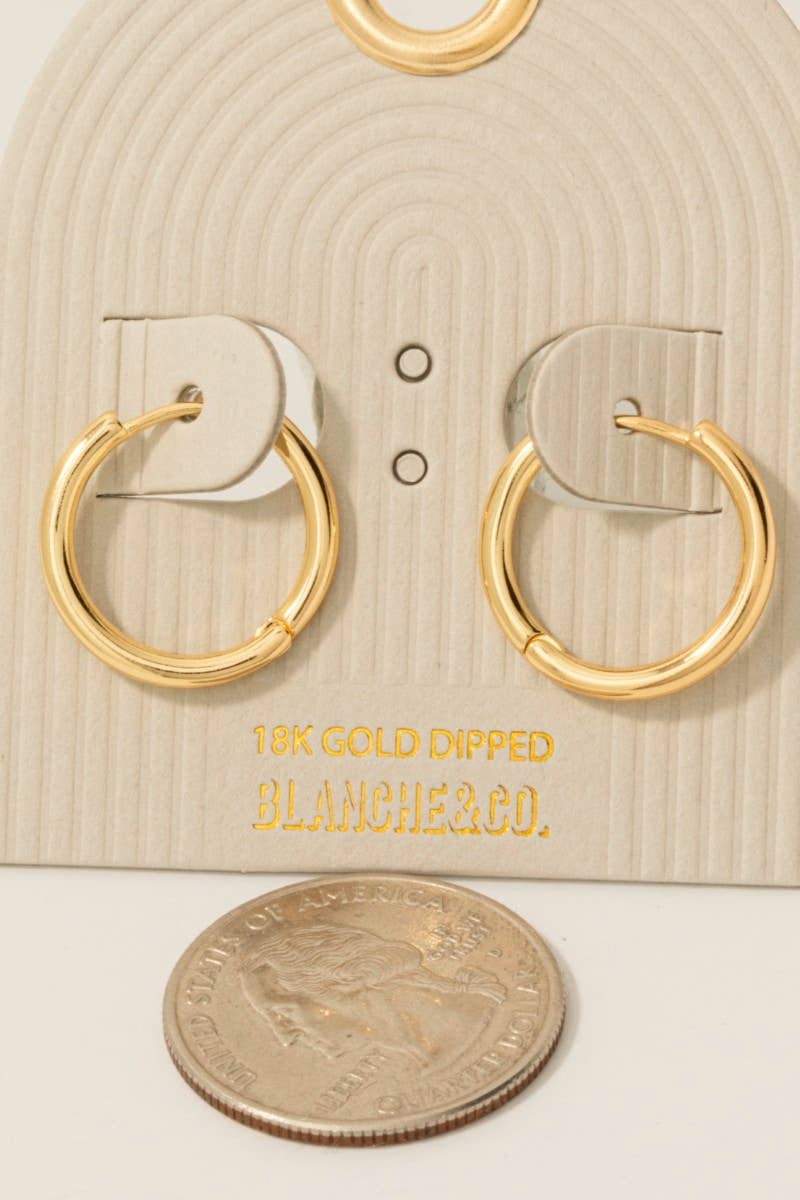 Gold Dipped Thin Tube Hinge Hoop Earrings: Gold
