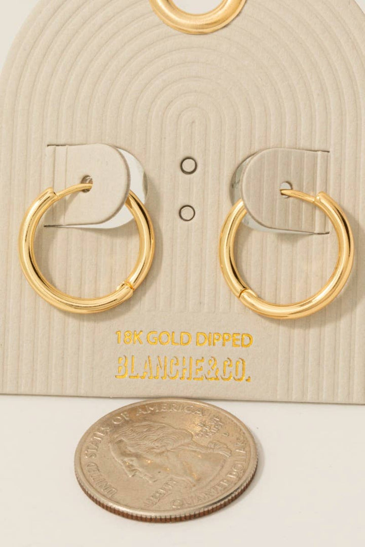 Gold Dipped Thin Tube Hinge Hoop Earrings: Gold