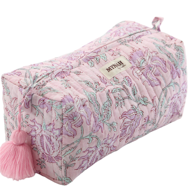 Large Lavender Floral Cosmetic Bag