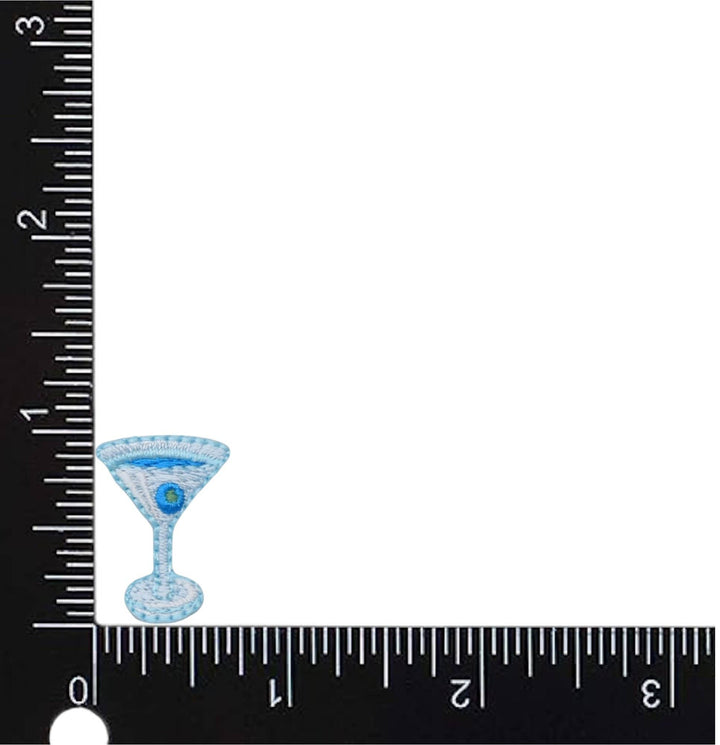 Blue Mini Martini Glass Iron-On Patch – 1" Cocktail Glass