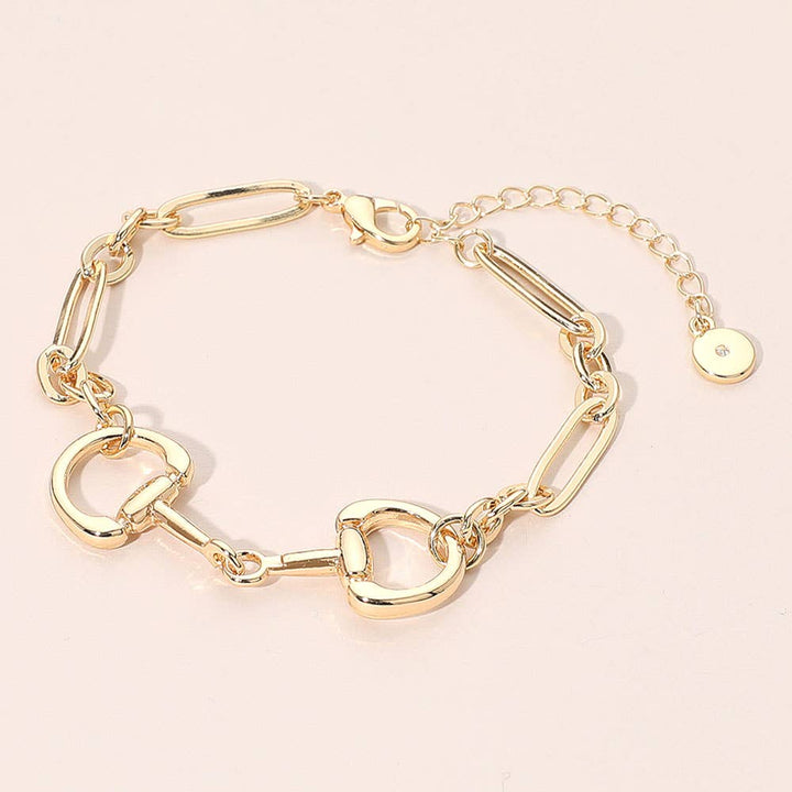 Metal Horsebit Link Bracelet: Rhodium