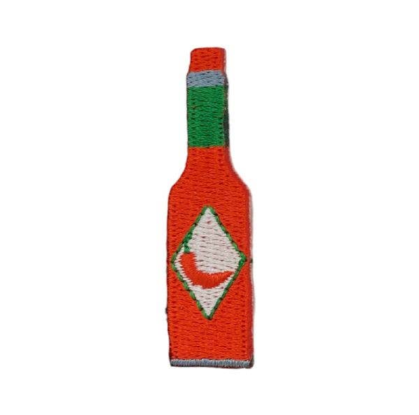 Hot Sauce Bottle, Food, Embroidered, Iron on Patch